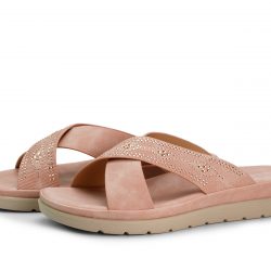 VelvaStep salmon pink faux leather slip-ons