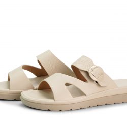 CalmStride beige faux leather slip-ons