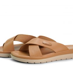 velvra Camel faux leather slip-ons