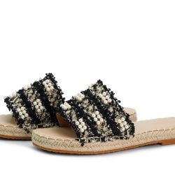 petal-glide noir Black flat slippers