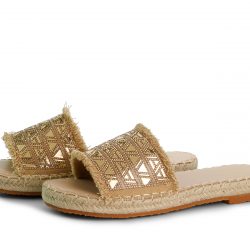 glitzora Golden flat slippers