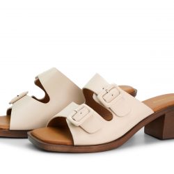 Poise beige block heel sandals