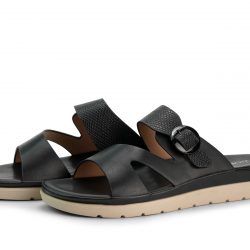 calmstride Black faux leather slip-ons