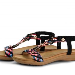 VivaStep Noir black faux leather sandals
