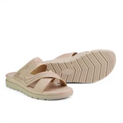 ComfortGlide beige faux leather slip-ons