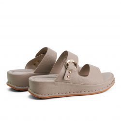 Grey faux leather slip-on