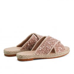 CloudStride pink cross-strap flat slippers