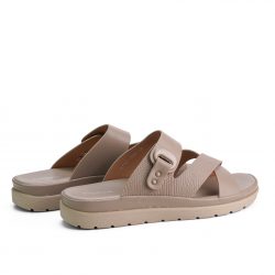 Grey faux leather slip-ons