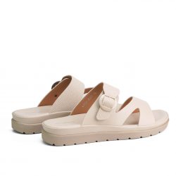 CalmStride beige faux leather slip-ons