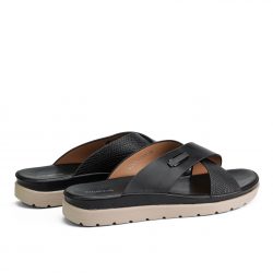 Velvra Noir Black faux leather slip-ons
