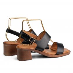 serena noir Black block heel sandals