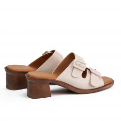 Poise beige block heel sandals