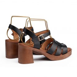 Stratum Noir platform block heel sandals