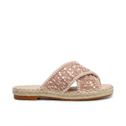 CloudStride pink cross-strap flat slippers