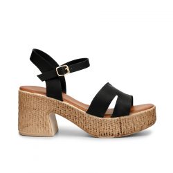 Elevé Noir platform heel sandals