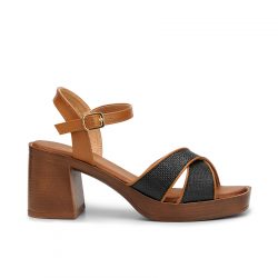 stridezon noir block heel sandals