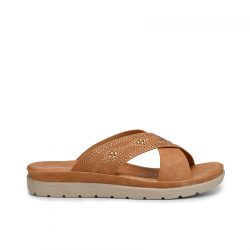 velvastep Camel faux leather slip-ons
