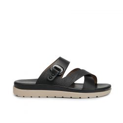 GlideEase Noir black faux leather slip-ons