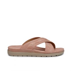 VelvaStep salmon pink faux leather slip-ons