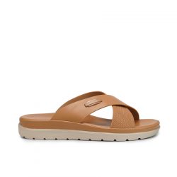 velvra Camel faux leather slip-ons