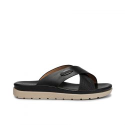 Velvra Noir Black faux leather slip-ons
