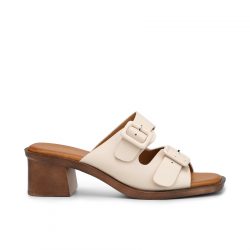 Poise beige block heel sandals