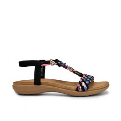 VivaStep Noir black faux leather sandals